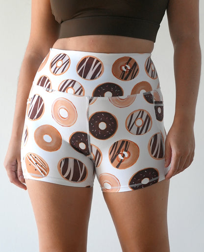 Muscles and Donuts donuts shorts with chocolate donut print