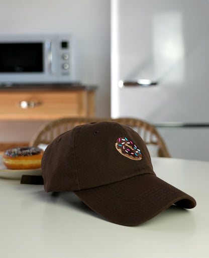 Muscles and donuts chocolate donut dad hat brown