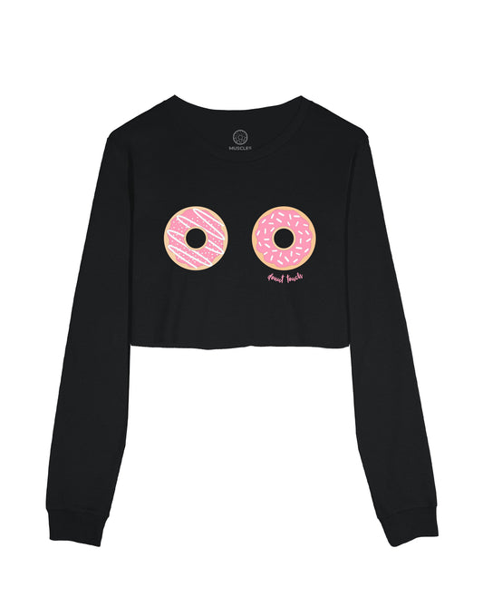 DONUT TOUCH! Black Cropped Long Sleeve