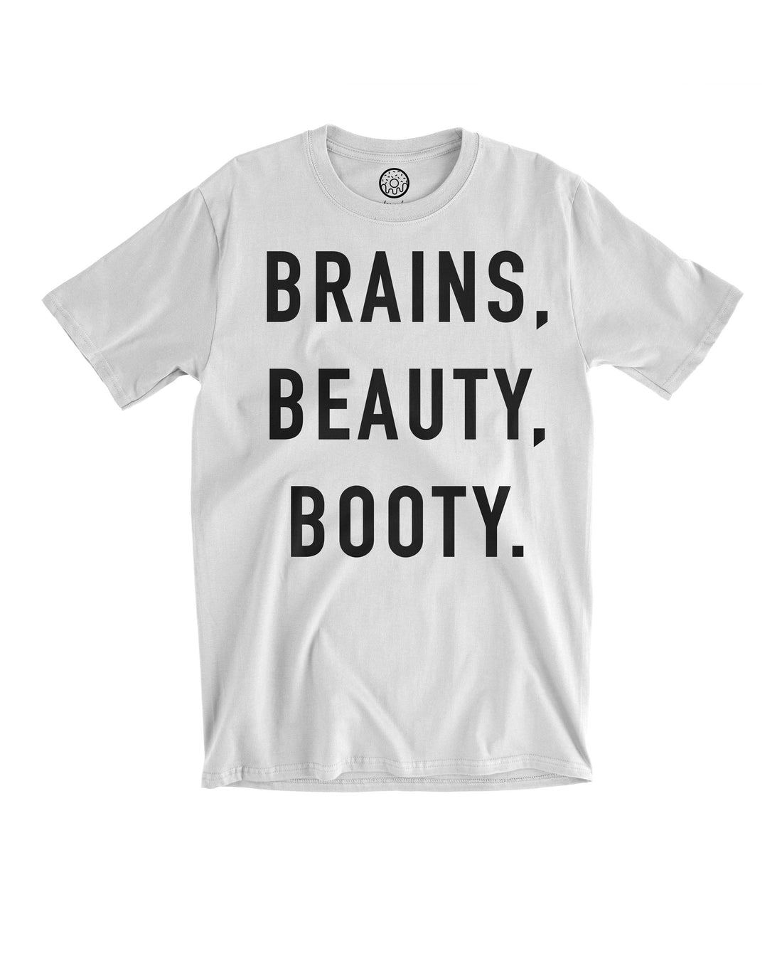 Brains & Booty - White Tee – Muscles and Donuts