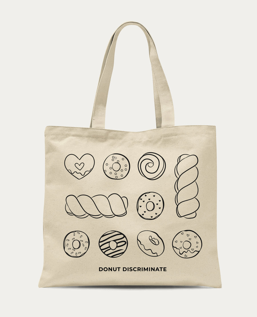 Donut Discriminate - Large Canvas Tote Bags