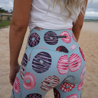 muscles and donuts donut leggings dusty blue pocket leggings