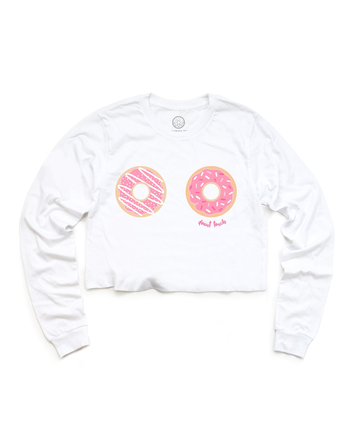 DONUT TOUCH! White Cropped Long Sleeve