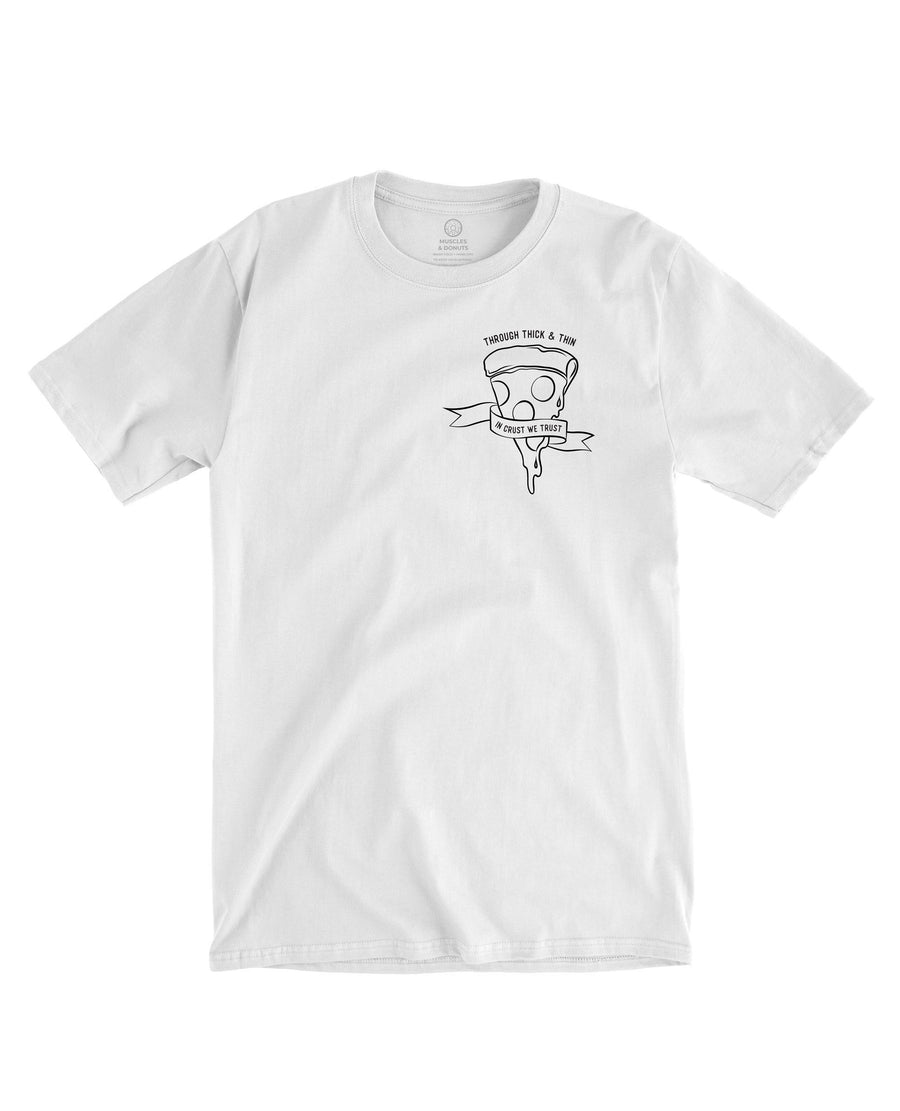 In Crust We Trust - Pocket Logo Tee – Muscles and Donuts