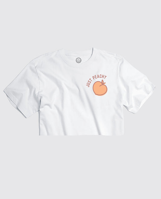 Just Peachy - White Cropped Tee