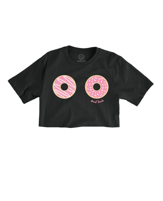 DONUT TOUCH! Black Cropped Tee